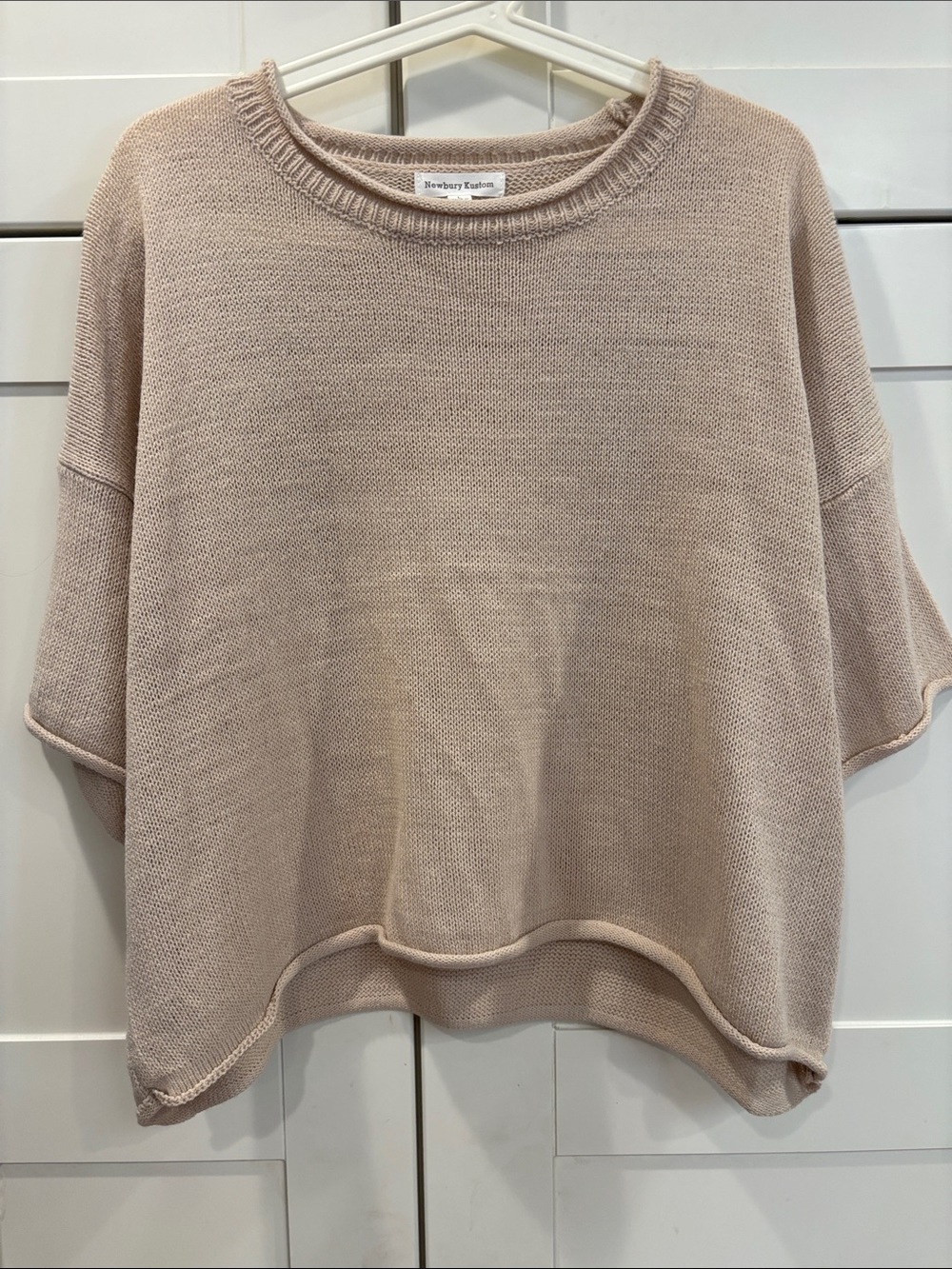 Newbury Kustom Neutral Beige Boxy Crewneck Sweater